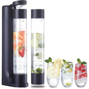 موزع مشروب مشروب مياه مياه مياه متألقة للمنزل ، صانع تدفق الصودا مع 2 BPA زجاجات خالية (1L) ، صانع المياه الغازية Seltzer متوافق مع 60L CO2 (غير متضمن) ، أسود)