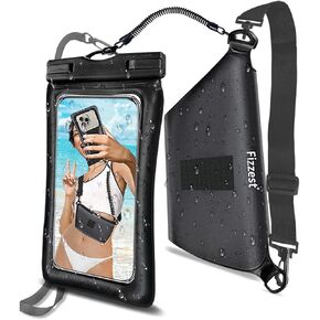 Cell Phone Waterproof Protector Pouch for Swimming Floating，Beach Vacation Essentials,Fanny Packs for Women and Men，Phone Bag Case，Compatible with iPhone Black
