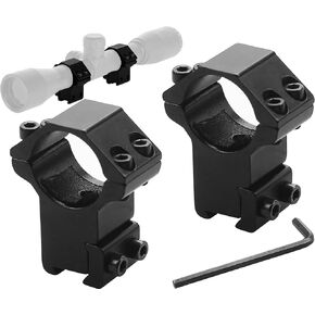 1 Inch Dovetail Scope Mount Rings for 3/8" or 11mm Dovetail Rails Scope Mounts 2pcs High/Medium Profile(One has Stop pin)