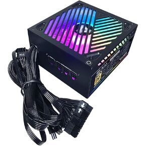 Apevia ATX-PM650W Premier 650W 80+ Gold Certified PFC ATX Semi Modular Power Supply مع 366 Modes RGB Light