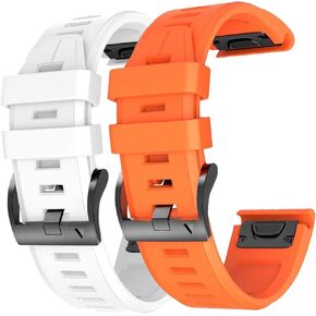 2 Pack Waterproof Band Compatible with Garmin Fenix 5X / 6X / 7X Watch Band, QuickFit 26mm Band for Fenix 7X Pro / 6X Pro / 5X Plus / Tactix Delta
