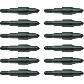New Archery Products 3D Point Durable Steel Easy to Install Screw-in Archery Practice Field Tips - 12 Pack