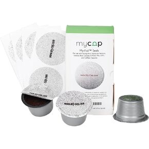 My-Cap Foil Seals for Coffee Pods - Foil Lids to Reuse Verismo, Lavazza Blue, Lavazza A Modo Mio, CBTL, and Caffitaly Capsules - Aluminum Foil Seals - Reuse your Coffee Capsules (Pack of 100)