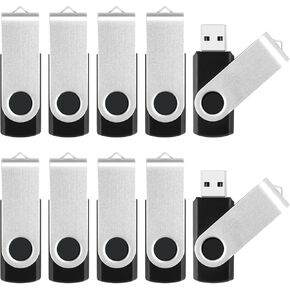 4GB Flash Drive 10 Pack Thumb Drive, USB Flash Drives 2.0 USB Stick for Data Storage Backup, Jump Drive Pen Drive Zip Drive Memory Stick with Indicator, Swivel Bulk USB Storage Flash Drive, Black