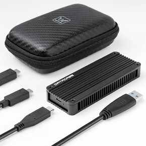 Aluminum M.2 NVME SATA SSD Enclosure Adapter with Bag, USB 3.2 Gen 2 (10 Gbps) M-Key/(B+M) Key Solid-State-Drive External Enclosure, Support UASP Trim for SSDs 2230/2242/2260/2280