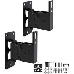 Speaker Wall Mount, Wall Speaker Mount ，All Metal Speaker Wall Mount Brackets for Small Speakers，Swivel & Tilt,Hold up to 30lbs，HD-618 (2Packs,Black)