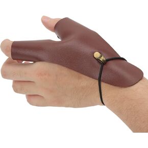 Archery Hand Guard, Protective Breathable Lightweight 2 Finger Protector PU Leather Non Slip Archery Glove for Left Hand, Traditional Longbow, Mongolian Bow, Archery