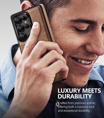 WTCASE Strong Magnetic for Samsung Galaxy S25 Ultra Case Leather,[Compatible with MagSafe], Slim Adjustable Kickstand Phone Case for Samsung S25 Ultra (Brown) in Saudi Arabia