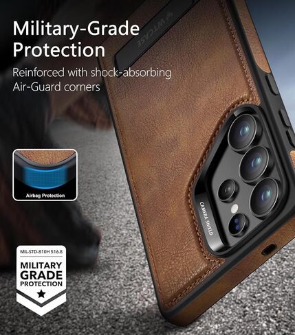WTCASE Strong Magnetic for Samsung Galaxy S25 Ultra Case Leather,[Compatible with MagSafe], Slim Adjustable Kickstand Phone Case for Samsung S25 Ultra (Brown) in Saudi Arabia