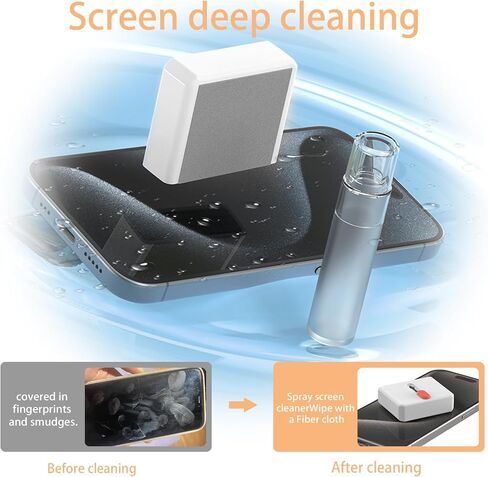 Cell Phone Cleaning Kit,iPhone Cleaning Kit for Charging Port Cleaner Keyboard Cleaning Kit for Airpods/Android/USB C/Earbuds/Laptop/iPad Screen with Stylus Pen,SIM Tool, Black, with Putty&Cloth in Kuwait