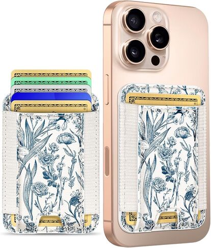 Toycamp Compatible with Magsafe Wallet Magnetic Card Holder - Leather Phone Wallet for iPhone Women Girls Cute Slim Magnet RFID Credit Card Holder for Apple 16/15/14/13/12 Phone Case, Grow Flower in Saudi Arabia