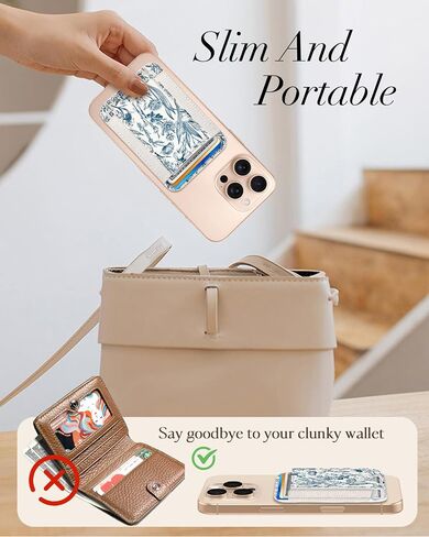 Toycamp Compatible with Magsafe Wallet Magnetic Card Holder - Leather Phone Wallet for iPhone Women Girls Cute Slim Magnet RFID Credit Card Holder for Apple 16/15/14/13/12 Phone Case, Grow Flower in Saudi Arabia