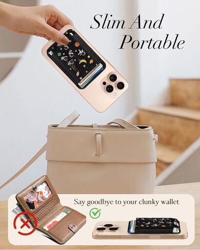 Toycamp متوافق مع حامل البطاقة المغناطيسية Magsafe Wallet - محفظة هاتف جلدية للنساء iPhone Girls Cute Slim Magnet Rfid بطاقة الائتمان لـ Apple 16/15/14/13/12 حالة الهاتف ، تنمو زهرة in Kuwait
