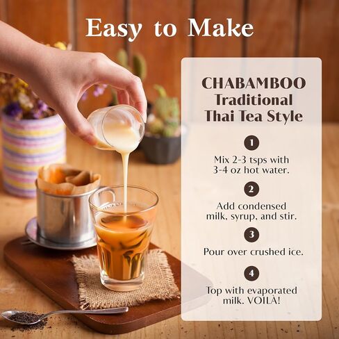 CHABAMBOO Premium Thai Tea Extract - Authentic Concentrate/Syrup - Perfect for Thai Iced Tea/Milk Tea, Bakery, Dessert Recipes in Saudi Arabia