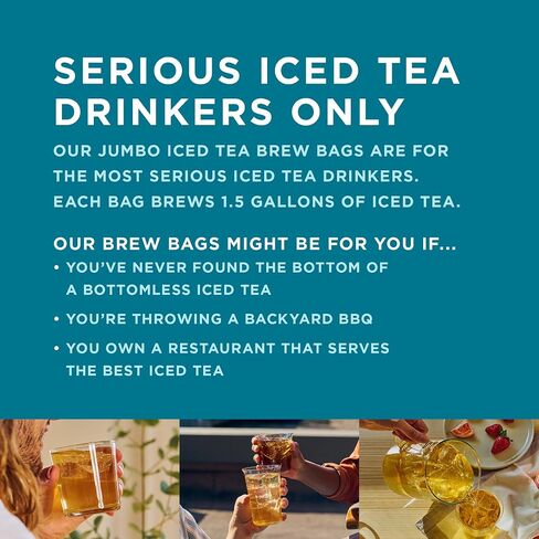 Teatulia Organic Unsweeped Black Iced Facs Gallon Size (24 Jumbo Pitcher Bags - Brews 1.5 Gallons Ice Tea لكل منهما) | 100 ٪ سماد | حزم تصفية عائلة عائلة تجارية خالية من السكر لخدمة الأطعمة والمطاعم والمقاهي ، وأكياس الشاي المثلجة. in Saudi Arabia