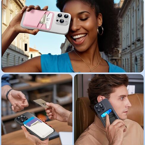 SHANSHUI Phone Wallet, 2 Pack Cell Phone Card Holder, Premium PU Leather Credit Card Holder Stick on Compatible with iPhone, Most Smartphones in Kuwait