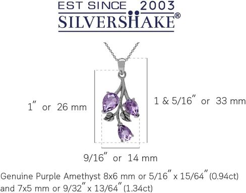 Silvershake Pear Shape Birthstone Gemstone Antique Finishing 925 Sterling Silver Leaf Vintage Inspired Pendant with 18 Inch Chain Necklace Jewelry for Women in Saudi Arabia