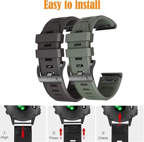 2 حزمة شريط مقاوم للماء متوافق مع Garmin Fenix ​​5x / 6x / 7x Watch Band ، QuickFit 26mm Band for Fenix ​​7X Pro / 6x Pro / 5x Plus / Tactix Delta in Kuwait