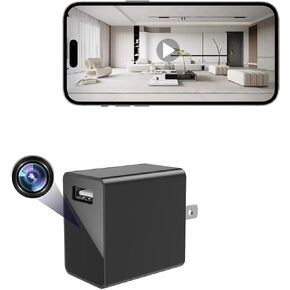 USB Charger Camera - HD 1080P Mini WiFi Security Camera - Small Micro Wireless Nanny Cam for Home Indoor Security