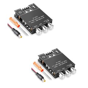 ZK-1002T Audio Amp Board,100W+100W 2.0 Channel Bluetooth Amplifier Board with Treble & Bass Control,DC 12-24V, BT & AUX Inputs, Amp Board for DIY Wireless Speakers,Password Free(with Cable)