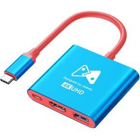 Portable Dock Adapter for Switch, Travel Docking Station for TV with 4K HD HDMI Output & PD Fast Charging & USB 3.0 Compatible with Switch/OLED, Steam Deck, MacBook Pro/Air, ROG Ally