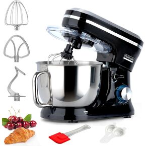 Electric Stand Mixer with 6.5 Quart Bowl, Household Food Mixer 10+p Speeds 660W, Kitchen Tilt-Head Bread Dough and Cake Mixers with Dough Hook, Whisk, Beater, Splash Guard and Egg Separator (Red)
