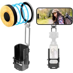 Osmo Pocket 3 Light Holder, Pocket 3 Magnetic Mount Phone Holder, Magnetic Backpack Holder Expansion Frame House 360° Adjustable Compatible for DJI OSMO Pocket 3 Accessories for Gym/Motorcycle/Car