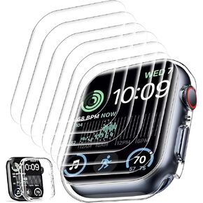 6 Packs for Apple Watch Screen Protector Series 9 8 7 41mm, New TPU Film for iWatch S9 S8 S7, Bubble Free Flexible Film, HD Touch Sensitive, Anti-Scratch,with Clear Case
