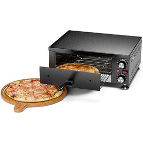 Electric Pizza Oven Indoor Countertop Pizza Oven Commercial Pizza Maker Machine for Home with Timer Stainless Steel Pizza Cooker, Suitable for Both Commercial and Home Use (Black)