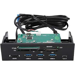 ASHATA Front Panel Hub 11 Port PC Front Panel with USB 3.0 Ports USB 3.1 eSATA Port and 6 Card Slots Card Reader Support M2 MSO Memory MS XD 64G CF Card Fit Any 5.25" Computer Case Front Bay