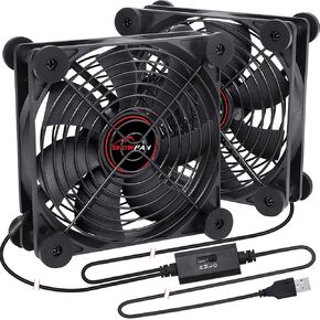 Dual 80mm USB Fan,USB Cooling Fans Cabinet Fan 5V Silent Cooling for Receiver DVR Playstation/AV Cabinet/TV Box/Xbox Game Console (80mm, White, 2)