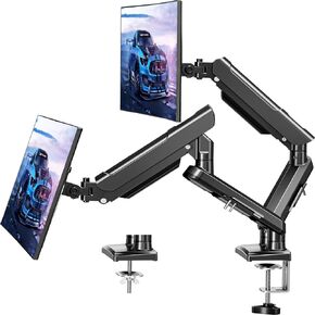 Dual Monitor Mount for 2 Monitors up to 32 inches, Height Adjustable Gas Spring Double Monitor Stand, Two Monitor Desk Mount Holder, Each Monitor Arm Holds Max 22lbs, VESA Mount, Black, Freelift Pro