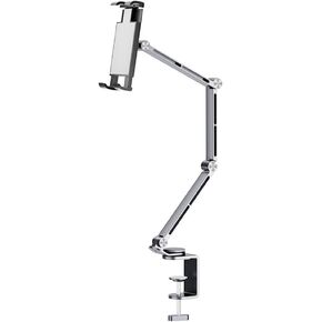 Heavy Duty Phone/Tablet Metal Holder for Bed Adjustable Foldable Stand for Desk Aluminum Universal Lazy Bracket 360° Rotation Flexible Long Arm for 4-13 Inch Devices (Grey, CT9)