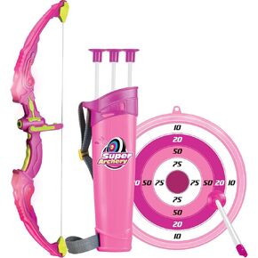Click N' Play Pink Bow & Arrow Archery Set for Girls, Toy Bow & Arrow That Lights Up for Outdoor Play with 3 Suction Cup Arrows, Target & Quiver, Practice Archery Set for Children Ages 4 & Up
