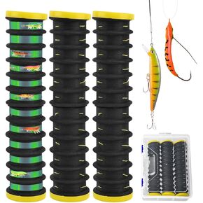 3pcs Fishing Leader Holder, EVA Foam Fishing Line Organizer with 12 Line Slots, Fishing Line Spooler Keep Your Fishing Lines Entanglement Free, Fishing Gear Accessories for Fishing