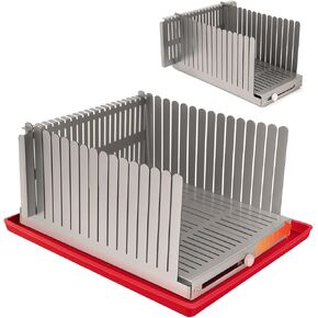 Stainless steel Bread Slicer for Homemade Bread, Bread Loaf Slicer,Bread Slicing Guide,Adjustable Width, Foldable Compact,for Bagels,Cakes,fruits,0.5" thickness, bread slicer Size:5.5"-8.3"