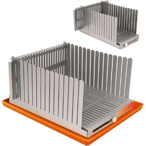 Stainless steel Bread Slicer for Homemade Bread, Bread Loaf Slicer,Bread Slicing Guide,Adjustable Width, Foldable Compact,for Bagels,Cakes,fruits,0.5" slice thickness, 5.5"-8.3" bread Size