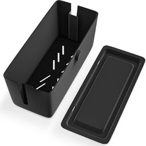 KinderSense® Cable Management Box - Cord Organizer with Child Proof Lock - Cord Hider to Conceal Wires,Power Strips from TV,Computer,Desk and Babies - 12 X 5.25 x 5.25 (Black)