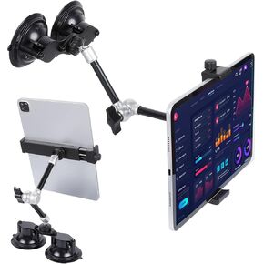 Tablet Mount for Truck, Ultra-Durable Metal iPad Holder with Super Dual Suction Cup for Car Windshield, 360° Rotation 10" Magic Arm Tablet Holder for iPad Pro 12.9/11/Air/Mini, Samsung Galaxy Tab
