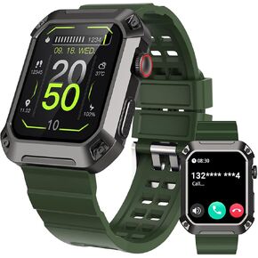 Smart Watches for Men with Bluetooth Call Tactical Outdoor Sports Smartwatch for Android iPhone Waterproof Fitness Watch with Heart Rate Step Counter