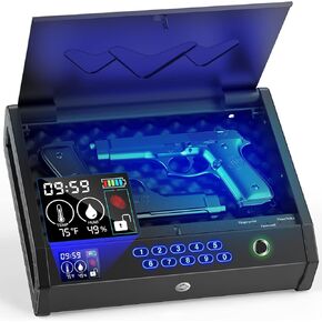البنادق الآمنة ، الخزائن البيومترية للمسدسات مع عرض LCD لبطارية الوقت ، بصمات الأصابع وصول مسدس مسدس آمن ، منضدة ، سيارة ، 2 سعة