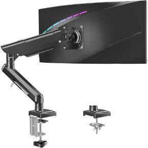 Single Monitor Desk Mount, 13-32 inch Adjustable Gas Spring Monitor Arm, Computer Monitor Stand Holder with Clamp and Grommet Base, Fits 4.4 to 22lbs Screens, VESA Mount Bracket, Black, Freelift Pro