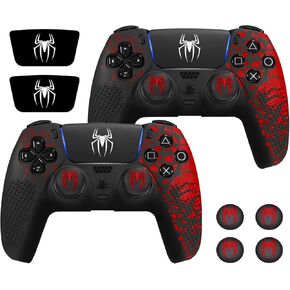 Anti-Slip Controller Skin for PS5 Controller, Accessories Compatible with PS5 Controller, Non-Slip Silicone Cover Case with Thumb Grip Gaps, Touch Pad Sticker and Cover Wrap Stickers 2 Pack