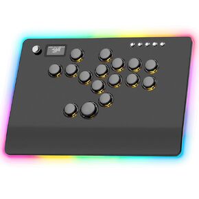 GuileKeys Leverless Controller Arcade Stick GF-16, Aluminium Alloy All-Button Arcade Controller with Multi-function Button for PS4/PS3/PC/Switch, Arcade Fight Stick with RGB/Turbo/Hot-Swap Black