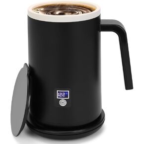 12oz Self Heating Coffee Mug, Temperature Controlled Smart Mug for Home Office, 3-5 Hours Battery Life, Ceramic Coating Auto heated Coffee Cup with Charging Coaster, Temperature Display, Black