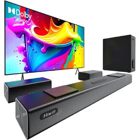 Hiwill Enhanced 5.1.2ch Dolby Atmos Soundbar, Home Theater Surround Sound System for TV, Sound Bar for Smart TV with 6.5" Subwoofer, 2 rear and 2 up-firing drivers, 2 side-firing tweeters, Nimbus A512
