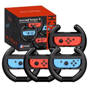 Switch Steering Wheel for Mario Kart 8 Deluxe,Steering Wheel Compatible with Nintendo Switch And OLED Joy Con,Switch Accessories Gift for Mario Kart 4 Packs