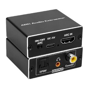 HDMI ARC to Optical 3.5MM Audio Adapter or HDMI Audio Splitter to Optical Coaxial 3.5mm RCA Stereo Sound 2 in 1 Adapter,ARC Audio Converter for TV to Non-ARC Sound System