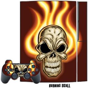 Mightyskins Protective Skin Decal Cover Sticker Compatible with Playstation 3 Console + Two PS3 Controllers - Burning Skull