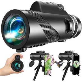 80x100 Monocular-Telescope High Powered for Smartphone Monoculars for Adults High Definition Monocular Telescope for Stargazing Hunting Wildlife Bird Watching Travel Camping Hiking